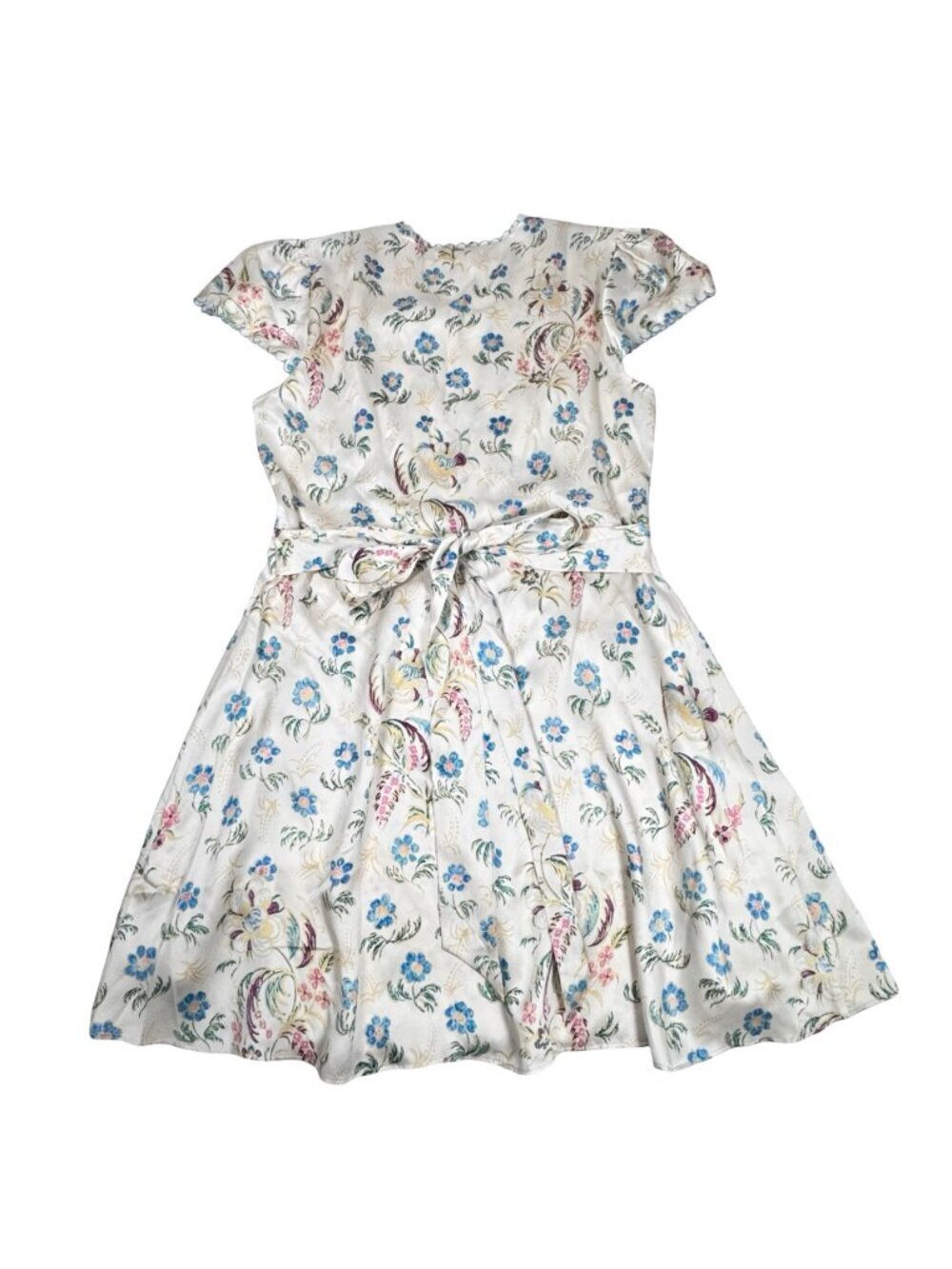 DOEN Dianne Silk Floral Babydoll Dress Sz M Cream Flirty Coquette Mini - Picture 7 of 16